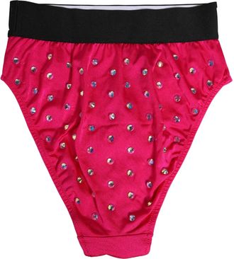 Dolce & Gabbana Womens Pink Crystal High Waist Brief Panty Underwear Elastane Nylon Clothing