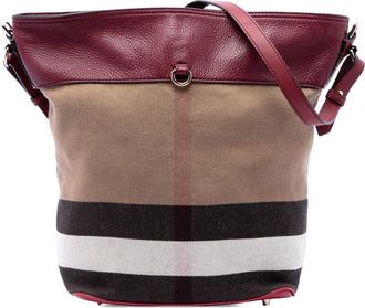 Burberry Pre-owned Burberry Medium Mega Check Canvas and Grained Calfskin Ashby Tassel Bucket Bag Ladies DACOD9CAB7CL7HF6