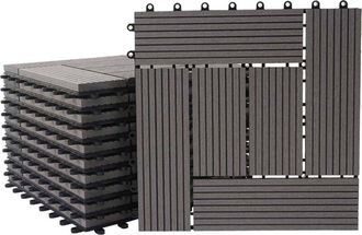 Hhg Piastrelle Premio pavimentazione da esterno Rhone T831 WPC 30x30cm 11 pezzi 1mq grigio incrociato