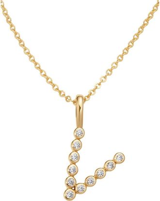 Made by Mary CZ Poppy Initial Necklace in Gold Vermeil Initial V at Nordstrom