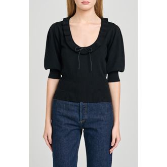 Wayf Paulina Puff Sleeve Sweater in Black at Nordstrom, Size X-Large