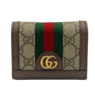 Gucci Ophidia Beige Brown Multi-Color Coated Canvas Leather Wallet (Bi-Fold) (Pre-Owned)