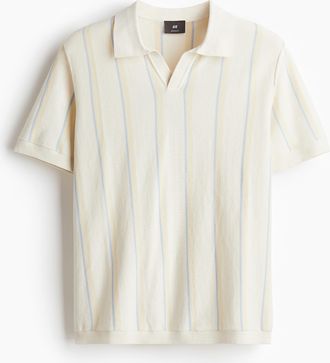 H&M Feinstrick-Poloshirt in Regular Fit - Beige
