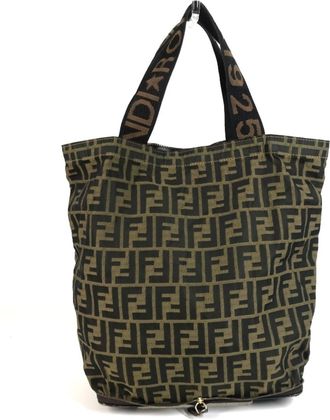 Fendi Zucca Brown Canvas Eco-Bag Handbag Tote Bag (Pre-Owned)