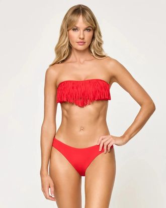L*Space L*Space Rocky Bikini Bottom Womens Orange Stretch French Cut Swimwear JZZ700