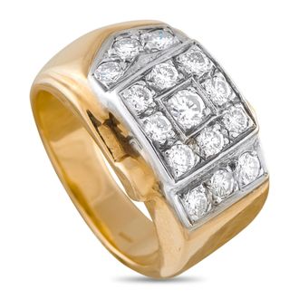 Luxury Bazaar 14K Yellow Gold 0.68ct Diamond Retro Ring MF22-070826