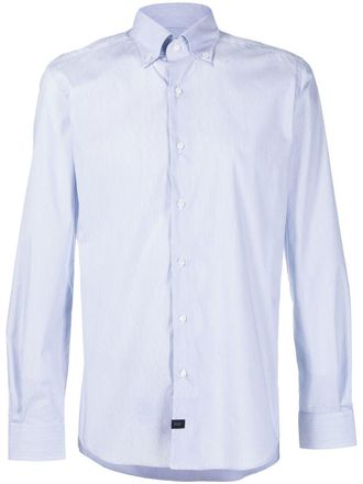 Fay long-sleeve cotton shirt - men - Cotton/Polyamide/Spandex/Elastane - 38 - Blue