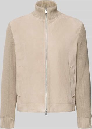 HUGO BOSS Regular Fit Lederjacke aus Ziegenvelours Modell M-Maven in Beige, Gr&ouml;&szlig;e 50