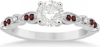 Allurez Marquise & Dot Garnet & Diamond Engagement Ring Platinum 0.24ct