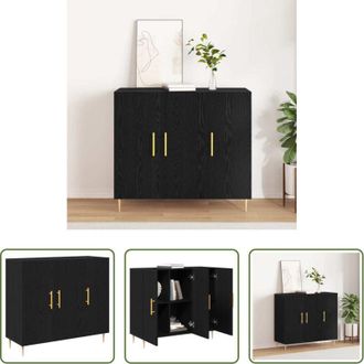 vidaXL vidaXL Credenza rovere nero - Credenza Rovere Nero 90 x 34 x 80 cm Legno multistrato