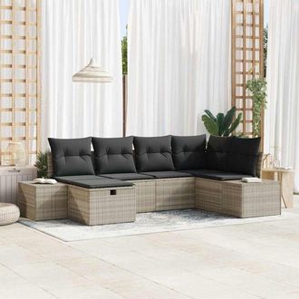 vidaXL Vidaxl - Conjunto De Sof&aacute; De Jard&iacute;n 6 Pcs Gris Claro 55 X 62 X 69 Cm