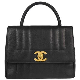 Chanel Vintage Top Handle Vertical Quilt Caviar Black Calfskin Handbag (Pre-Owned)