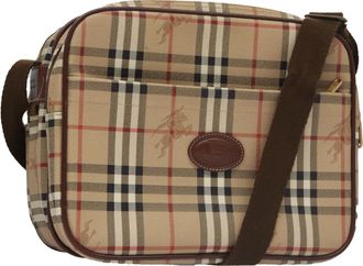 Burberry Nova Check Beige Canvas Shoulder Bag (Pre-Owned)