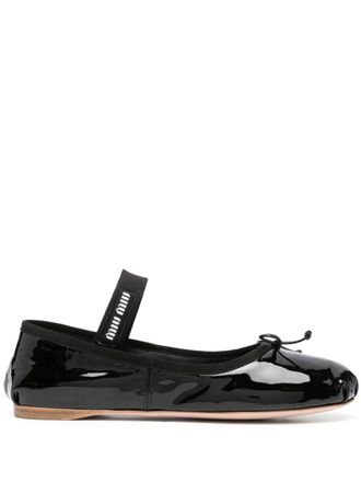 Miu Miu Ballerine con banda logo - Nero