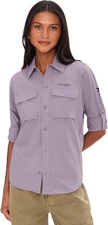 Columbia Silver Ridge Elite Woven Long Sleeve Womens Clothing Shale Purple : 2XL, Elastane/Nylon
