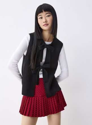 Pieces Womens Double-bow sweater vest