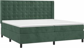 vidaXL Vidaxl - Cama Box Spring Colch&oacute;n Y Led Terciopelo Verde Oscuro 200x200cm