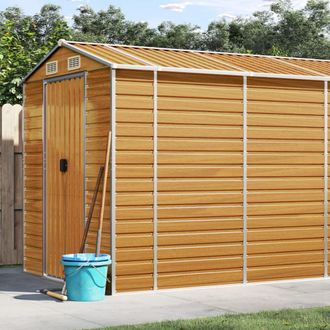 vidaXL Caseta De Jard&iacute;n Acero Galvanizado Marr&oacute;n Claro 191x810x198 Cm Vidaxl