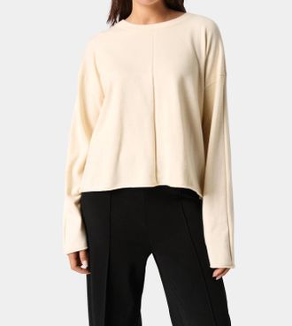 Soaked In Luxury Spina Boxy Fit Tight Knit Pullover Sweater In Whitecap Gray