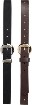 Steve Madden 2-for-1 Assorted Faux Leather Belts in Tiramisu/Black at Nordstrom Rack, Size X-Large
