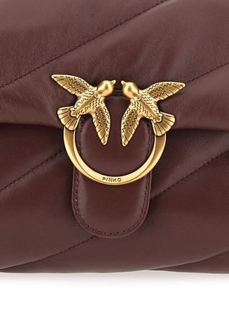 Pinko Womens Crossbody Bag Love Birds Burgundy Leather Shoulder