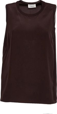 P.A.R.O.S.H. Sweet Ribgebreide Blouse - Dames - Tops zonder mouwen - Bruin - L - Tops