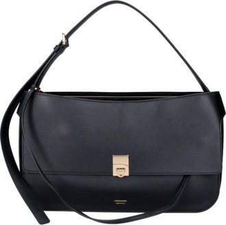 Ferragamo Black Cara S Calf Leather Shoulder Bag