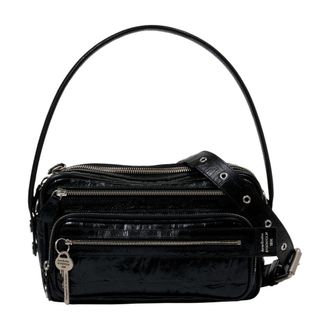 Acne Studios Womens Camero Party Shoulder Bag Black Calfskin