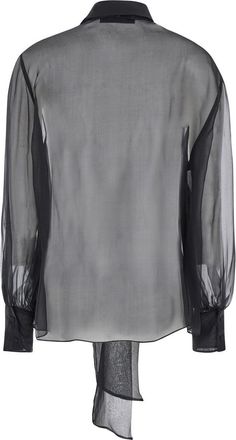 Valentino Womens Black Silk Shirt With Classic Collar Blouses