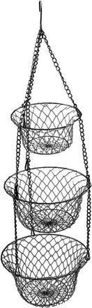 No Brand Cesta Colgante Plegable De Hierro Negro Para Frutas Y Verduras, Organizador Multifuncional De Varios Niveles Para Flores, Ideal Para El Hogar, La Coci