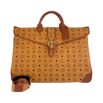 MCM Mcm Brown Leather Boston Bag Shoulder Bag (Pre-Owned)