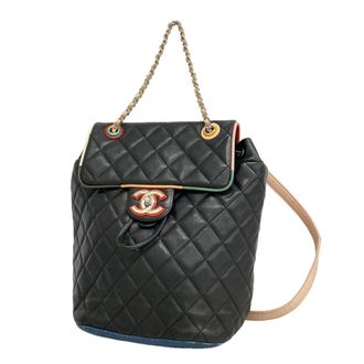 Chanel Black Multi-Color Leather Backpack (Pre-Owned)