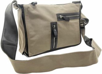 Dunhill Dark Brown Khaki Cotton Canvas Leather Shoulder Bag (Pre-Owned)