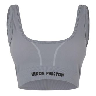 Heron Preston Womens Scoop Neck Cropped Bra in Black - Size 14 UK
