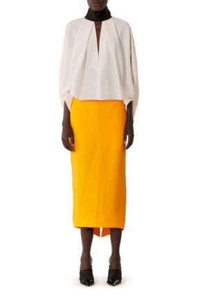 Lanvin Asymmetrical Midi Skirt In Paper And Viscose in Mandarin at Nordstrom, Size 36 Eu