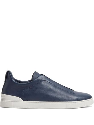 Ermenegildo Zegna Triple Stitch leather sneakers - Blue