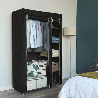 OEM Armario De Almacenamiento - Tubo De Acero 16 Mm - Tela No Tejida - 172 X 105 X 43 Cm - Negro - 1 Unidad