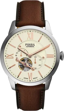 Fossil Townsman Automatic Leather Strap Watch, 44mm in Brown at Nordstrom