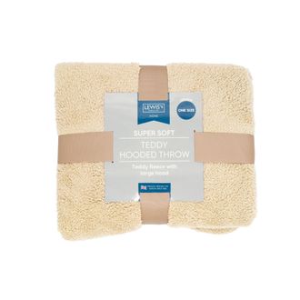 Lewis's Womens Lewiss Sherpa Fleece Lined Hooded Throw - Natural | TJ Hughes