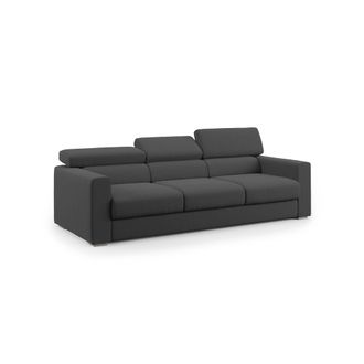 Divani.Store Divani.store - Dylan Sof&aacute; De 3 Plazas Con Pouf Extra&iacute;ble En Tejido Efecto Algod&oacute;n Impermeable 240 Cm Antracita
