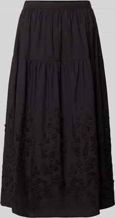 Soyaconcept Midirock mit Stitchings Modell FAHIMA in BLACK, Gr&ouml;&szlig;e XXL