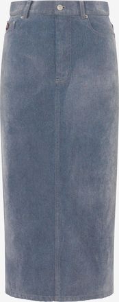 Moschino Gonna in denim floccato - Grigio