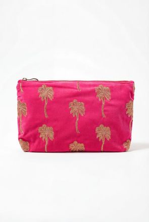 Elizabeth Scarlett Gold Palm Velvet Everyday Pouch in Pink at Nordstrom