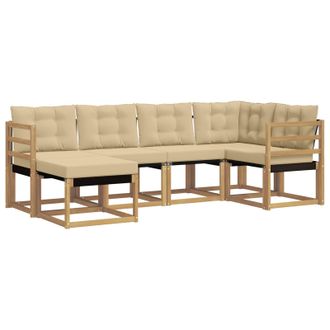 vidaXL Conjunto De Sof&aacute;s De Exterior Con Coj&iacute;n 6 Pcs Y Beige Vidaxl