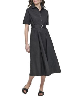DKNY Dkny Dropped Waist Button Front Poplin Dress