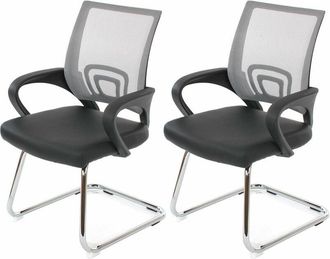 Hhg nunca usado] Lote de 2 sillones de conferencia Ancona, sillón de visita, polipiel certificado mvg, gris