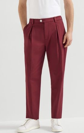 Brunello Cucinelli Trousers with tee holder in Cherry at Nordstrom, Size 50 It