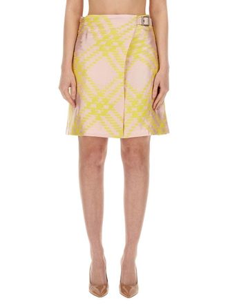 Burberry Check Pattern Linen Blend Skirt - Multicolor