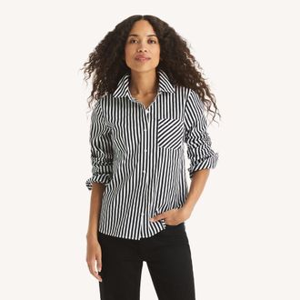 Nautica Womens Striped Button-Up Shirt