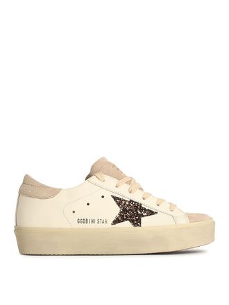 Golden Goose Hi Star White Leather Sneakers